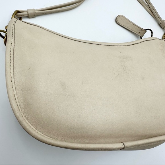 Vintage Coach Double Strap Swinger Bone Cream Leather Crossbody Bag - Picture 11 of 16